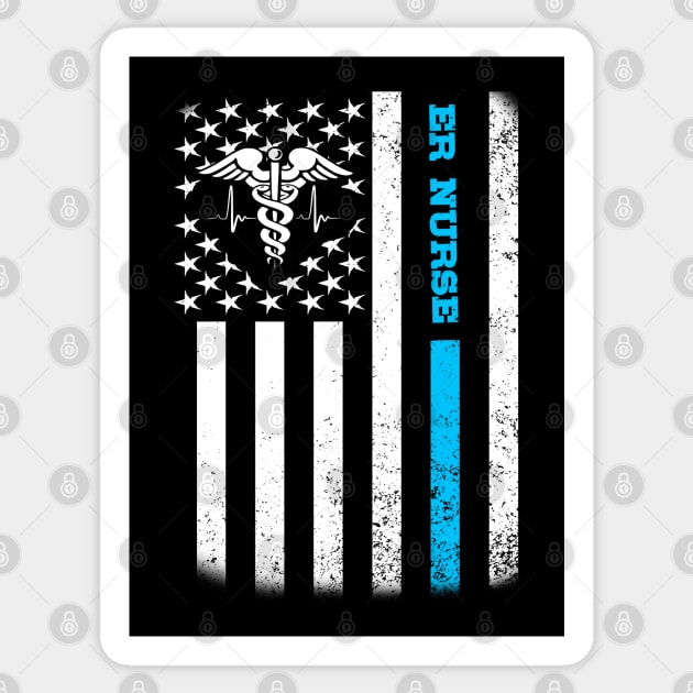 Cool EMT EMS ER Paramedic Gift Emergency Nurse US Flag Sticker by FanaticTee